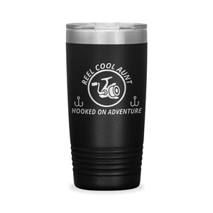 Reel Cool Aunt - Polar Camel 20oz engraved tumbler, front view, Black