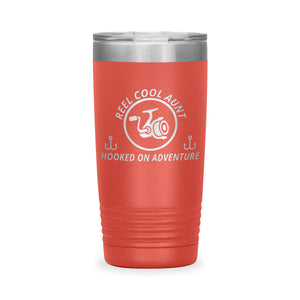Reel Cool Aunt - Polar Camel 20oz engraved tumbler, front view, Coral