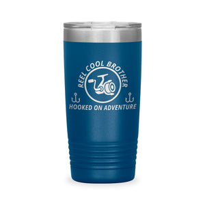 Reel Cool Brother - Polar Camel 20oz engraved tumbler, front view, Blue