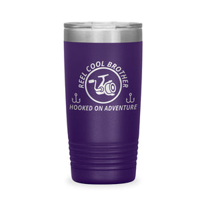 Reel Cool Brother - Polar Camel 20oz engraved tumbler, front view, Purple
