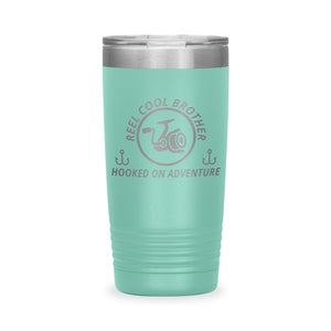 Reel Cool Brother - Polar Camel 20oz engraved tumbler, front view, Teal