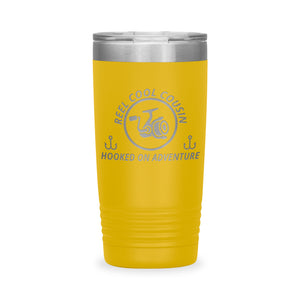 Reel Cool Cousin - Polar Camel 20oz engraved tumbler, front view, Yellow