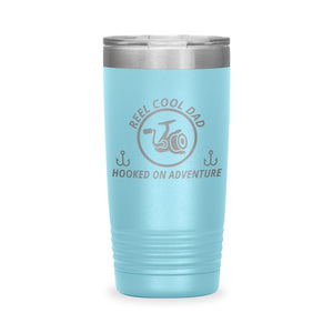 Reel Cool Dad - Polar Camel 20oz engraved tumbler, front view, Light Blue