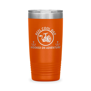 Reel Cool Dad - Polar Camel 20oz engraved tumbler, front view, Orange