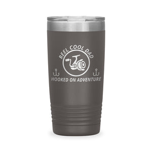 Reel Cool Dad - Polar Camel 20oz engraved tumbler, front view, Pewter