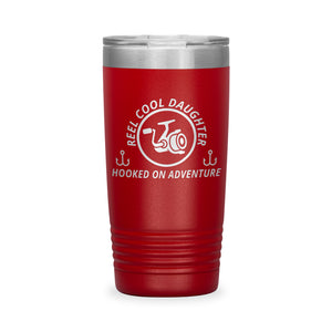 Reel Cool Daughter - Polar Camel 20oz engraved tumbler, front view, Red