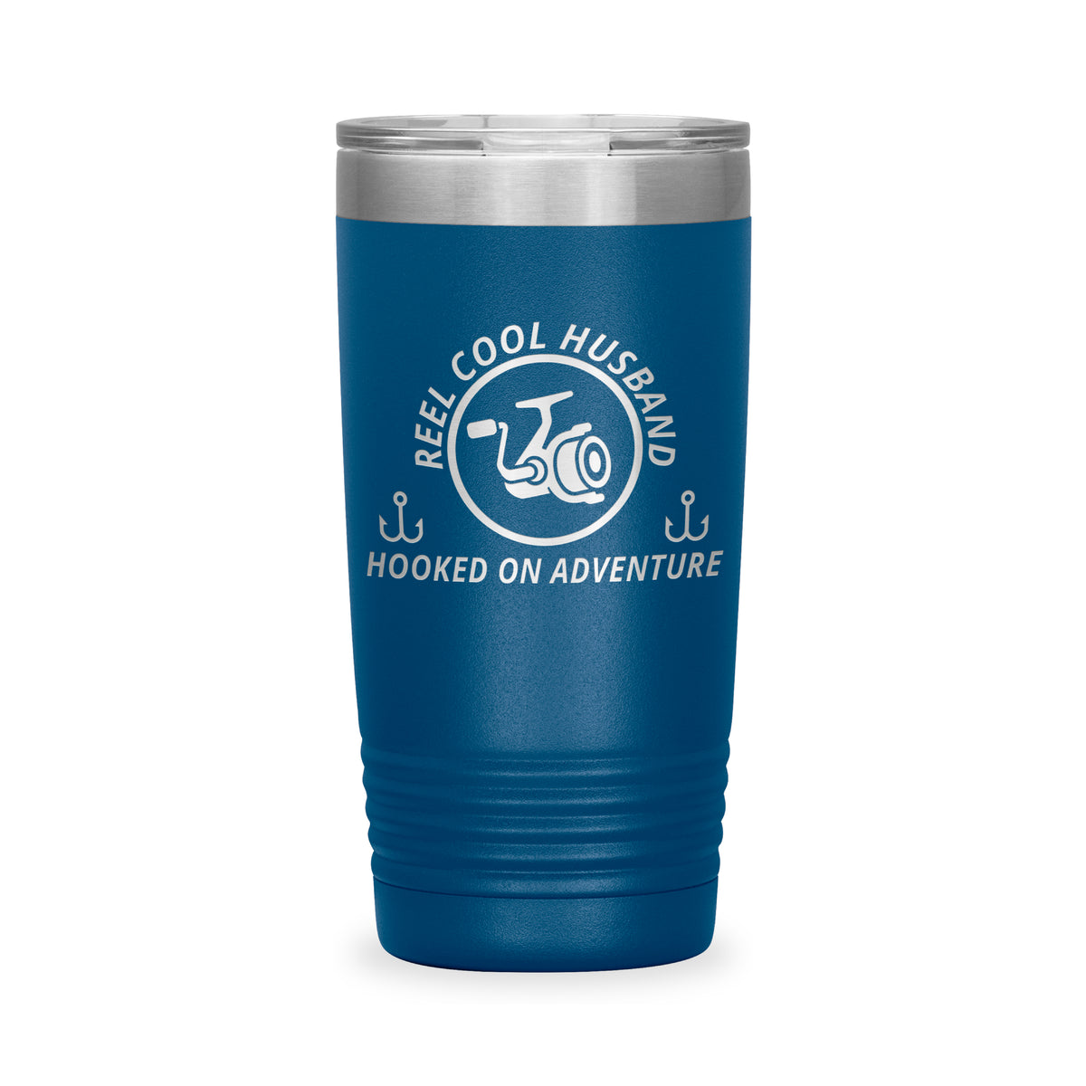 Reel Cool Husband - Polar Camel 20oz engraved tumbler, front view, Blue