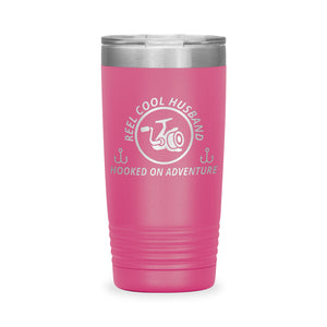 Reel Cool Husband - Polar Camel 20oz engraved tumbler, front view, Pink