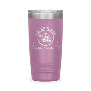 Reel Cool Mom - Polar Camel 20oz engraved tumbler, front view, Light Purple