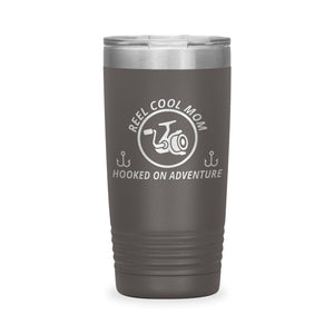 Reel Cool Mom - Polar Camel 20oz engraved tumbler, front view, Pewter