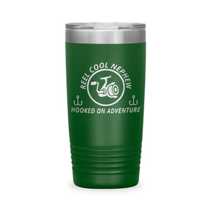 Reel Cool Nephew - Polar Camel 20oz engraved tumbler, front view, Green
