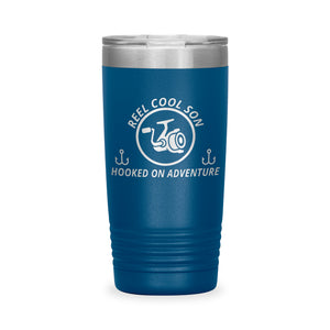 Reel Cool Son - Polar Camel 20oz engraved tumbler, front view, Blue