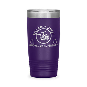 Reel Cool Uncle - Polar Camel 20oz engraved tumbler, front view, Purple
