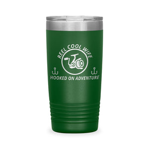 Reel Cool Wife - Polar Camel 20oz engraved tumbler, front view, Green