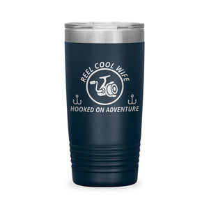 Reel Cool Wife - Polar Camel 20oz engraved tumbler, front view, Navy