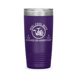 Reel Cool Wife - Polar Camel 20oz engraved tumbler, front view, Purple