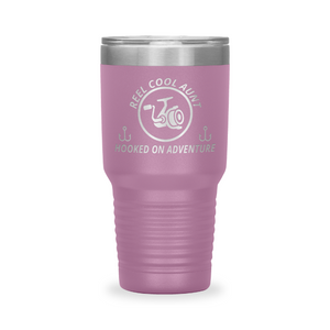 Reel Cool Aunt - Polar Camel 30oz engraved tumbler, front view, Light Purple