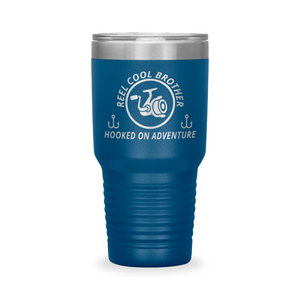 Reel Cool Brother - Polar Camel 30oz engraved tumbler, front view, Blue
