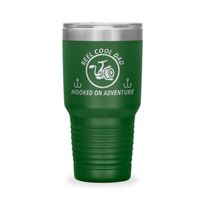 Reel Cool Dad - Polar Camel 30oz engraved tumbler, front view, Green