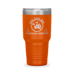 Reel Cool Dad - Polar Camel 30oz engraved tumbler, front view, Orange