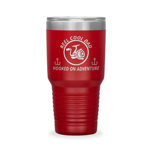 Reel Cool Dad - Polar Camel 30oz engraved tumbler, front view, Red