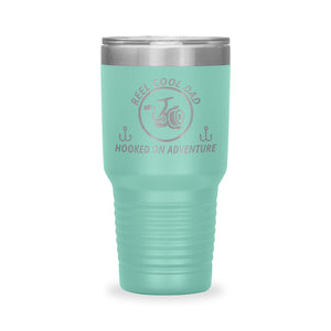 Reel Cool Dad - Polar Camel 30oz engraved tumbler, front view, Teal