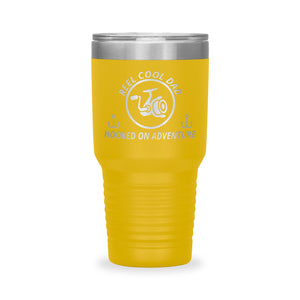 Reel Cool Dad - Polar Camel 30oz engraved tumbler, front view, Yellow