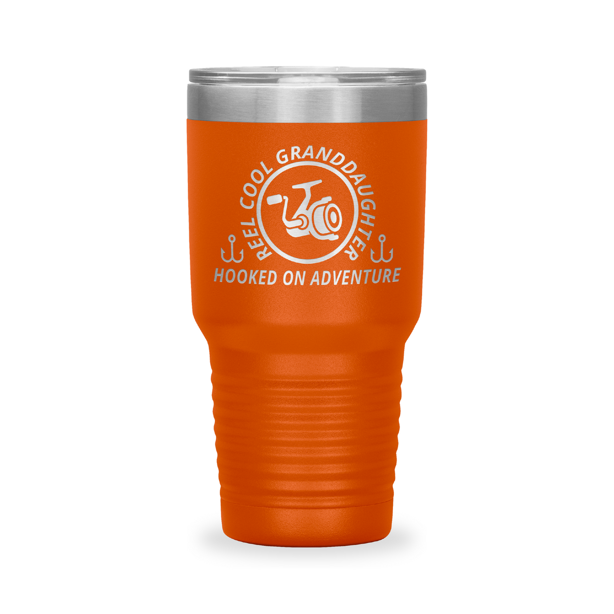 Reel Cool Granddaughter - Polar Camel 30oz engraved tumbler, front view, Orange