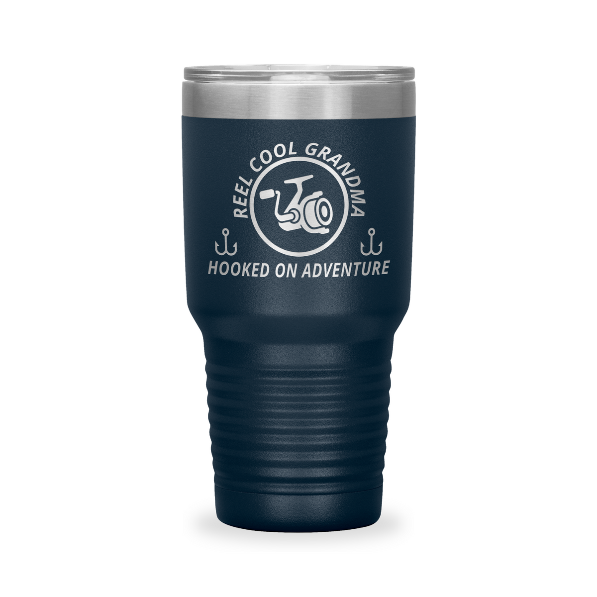 Reel Cool Grandma - Polar Camel 30oz engraved tumbler, front view, Navy