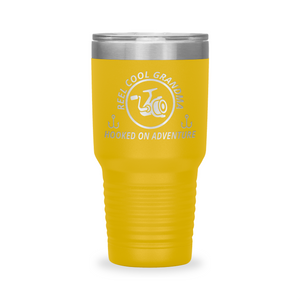 Reel Cool Grandma - Polar Camel 30oz engraved tumbler, front view, Yellow