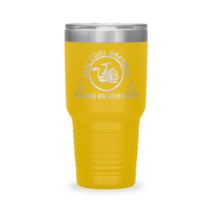 Reel Cool Grandpa - Polar Camel 30oz engraved tumbler, front view, Yellow
