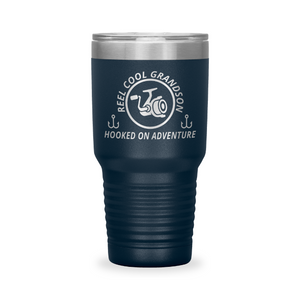 Reel Cool Grandson - Polar Camel 30oz engraved tumbler, front view, Navy