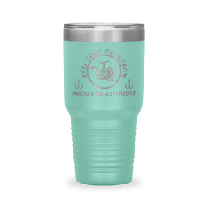 Reel Cool Grandson - Polar Camel 30oz engraved tumbler, front view, Teal