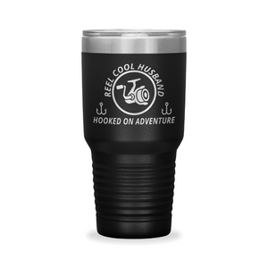Reel Cool Husband - Polar Camel 30oz engraved tumbler, front view, Black