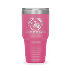 Reel Cool Husband - Polar Camel 30oz engraved tumbler, front view, Pink