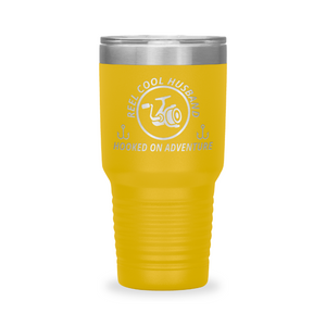 Reel Cool Husband - Polar Camel 30oz engraved tumbler, front view, Yellow