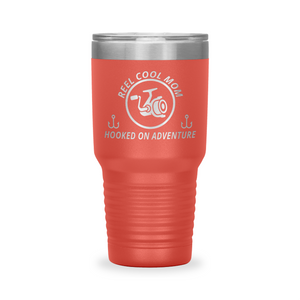 Reel Cool Mom - Polar Camel 30oz engraved tumbler, front view, Coral