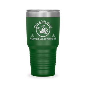 Reel Cool Mom - Polar Camel 30oz engraved tumbler, front view, Green