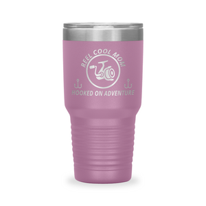 Reel Cool Mom - Polar Camel 30oz engraved tumbler, front view, Light Purple