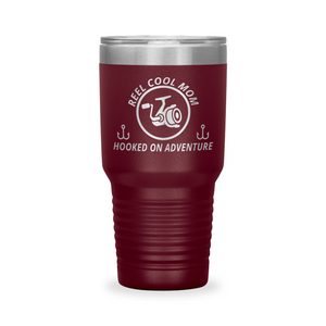 Reel Cool Mom - Polar Camel 30oz engraved tumbler, front view, Maroon