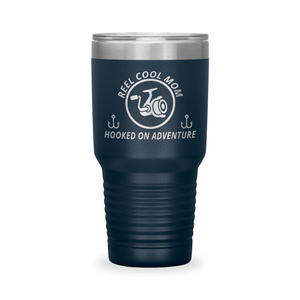 Reel Cool Mom - Polar Camel 30oz engraved tumbler, front view, Navy