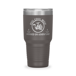 Reel Cool Mom - Polar Camel 30oz engraved tumbler, front view, Pewter