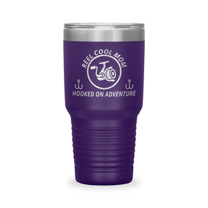 Reel Cool Mom - Polar Camel 30oz engraved tumbler, front view, Purple