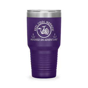 Reel Cool Nephew - Polar Camel 30oz engraved tumbler, front view, Purple