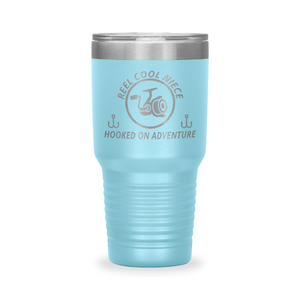 Reel Cool Niece - Polar Camel 30oz engraved tumbler, front view, Light Blue