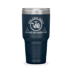Reel Cool Niece - Polar Camel 30oz engraved tumbler, front view, Navy