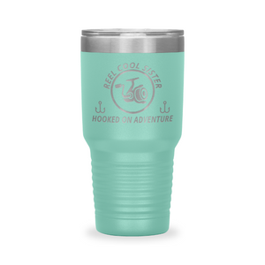 Reel Cool Sister - Polar Camel 30oz engraved tumbler, front view, Teal