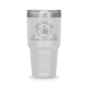 Reel Cool Son - Polar Camel 30oz engraved tumbler, front view, White