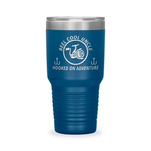 Reel Cool Uncle - Polar Camel 30oz engraved tumbler, front view, Blue