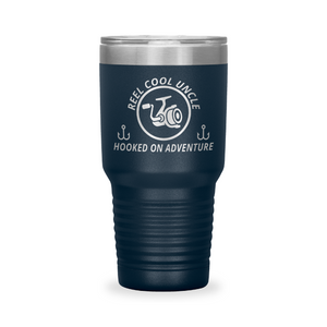 Reel Cool Uncle - Polar Camel 30oz engraved tumbler, front view, Navy
